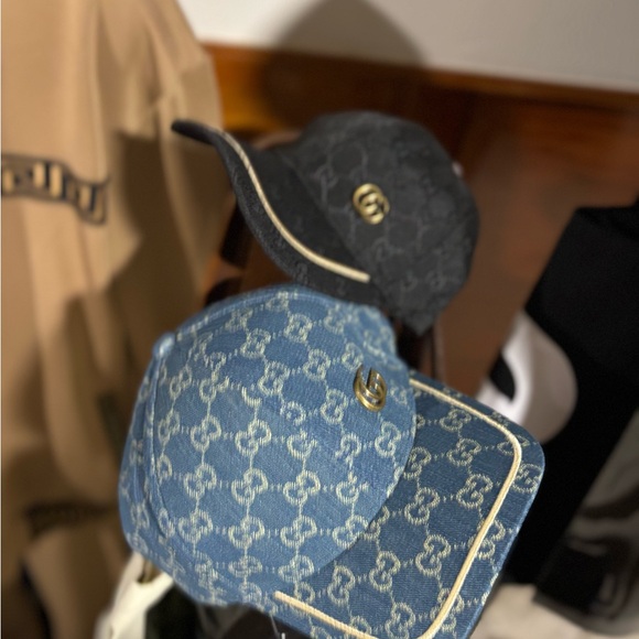 Gucci Black and Blue Monogram Caps - Picture 1 of 9